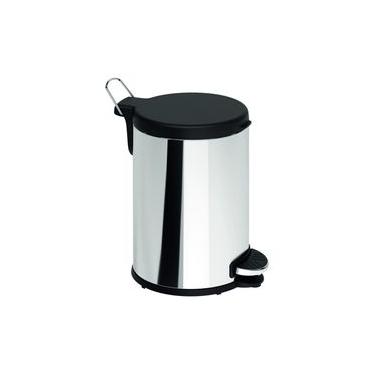 Imagem de Lixeira com Pedal 6L Aço Inoxidável com Tampa em Polipropileno cor Preto Flat Brinox Inox