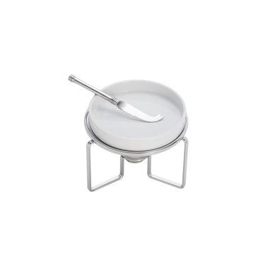 Imagem de Rechaud em aço inox para queijo brie com faca Wolff 17,5x13,5cm