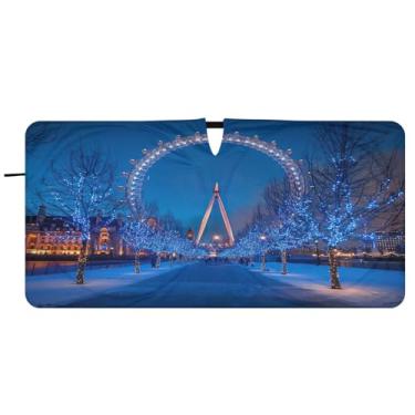 Imagem de Blueangle Guarda-sol de para-brisa de roda gigante de inverno - 149.9 cm x 76.2 cm dobrável carro janela frontal blocos para-sol raios UV viseira de sol (590)