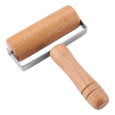 Imagem de Generic Rolo de madeira para massa, rolo de massa de cabeça dupla, de pastelaria manual com estrutura em aço inoxidável.