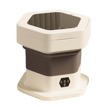 Imagem de HGTRH Minilavadoras portáteis, mini máquina de lavar portátil 8 l cesta de correr 3 modos controlo tátil inteligente para roupa interior meias e objetos pequenos campismo viagem Khaki