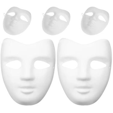 Imagem de NUOBESTY 5 Peças De Máscaras Faciais Completas Faça Você Mesmo, Máscara Papel Em Branco, Pintável, Branca, Baile Para Carnaval, Máscaras, Cosplay