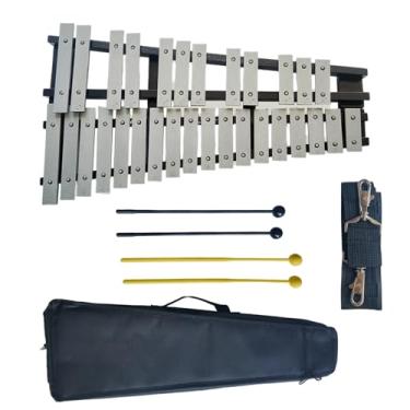 Imagem de RIXGWND Kit de sino de xilofone Glockenspiel de 30 notas, instrumento de percussão de xilofone dobrável com 4 marretas, alça de ombro e bolsa de transporte, conjunto de instrumentos de percussão