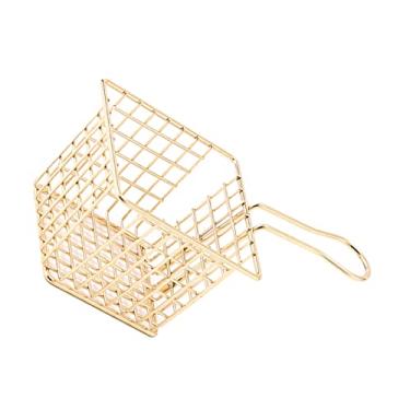 Imagem de Mingzhe Suporte para Batata Frita de Ferro, Cesto para Fritar Com Alça, Restaurante Doméstico (Imitação de ouro)