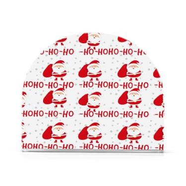 Imagem de JUZIHAI Porta-guardanapos de Natal fofo de Papai Noel para mesa, dispensador de guardanapo de acrílico, suporte de lenços independente de mesa para cozinha, jantar, bar, festa, decoração de casa