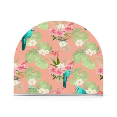 Imagem de JUZIHAI Porta-guardanapos de papagaios tropicais para mesa dispensador de guardanapo de acrílico para mesa suporte de lenços independente para cozinha sala de jantar bar festa decoração de casa