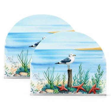 Imagem de Qilmy Porta-guardanapos acrílico gaivota, suporte de lenços de mesa independente transparente, dispensador de papel de coquetel para cozinha, jantar, restaurante, bar, decoração, 2 unidades