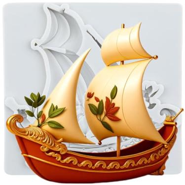 Imagem de MYPRACS Molde de silicone para fondant de veleiro para decoração de bolo de açúcar topo de cupcake pasta de goma de chocolate argila de polímero