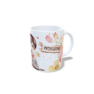 Imagem de Caneca de Cerâmica 325ml Dia dos Professores, Design Floral com Ilustração, Branca (14096)