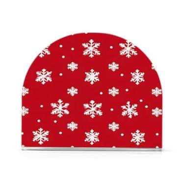 Imagem de Qilmy Porta-guardanapos acrílico de flocos de neve de Natal, suporte de lenços de mesa independente transparente, dispensador de papel de coquetel para cozinha, jantar, restaurante, bar, decoração, 1