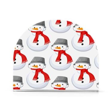 Imagem de JUZIHAI Balde de Natal, boneco de neve, porta-guardanapos para mesa, dispensador de guardanapo de acrílico, suporte de lenços independente de mesa para cozinha, jantar, bar, festa, decoração de casa