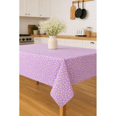 Imagem de Toalha de Mesa Xadrez Piquenique Estampada para 4 Lugares - Tecido Percal Algodão e Poliéster Fácil Manutenção e Estilo para Sua Decoração (MARGARIDINHA LILÁS)