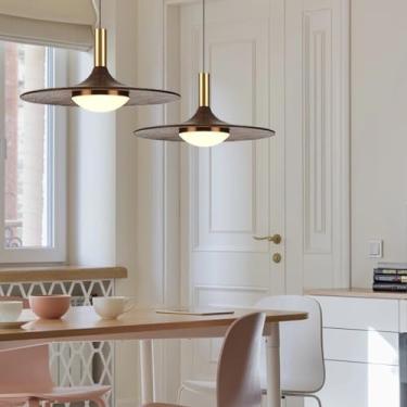 Imagem de Lustre retrô de LED para mesa de jantar, luminária de cabeceira, luminária pendente de madeira estilo campestre, luminária nostálgica para ilha de cozinha, luminária pendente com altura ajus