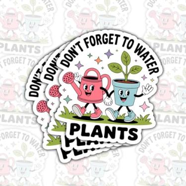 Imagem de 3 adesivos Don't Forget to Water Plants, bonito regador e vaso de plantas, lembrete engraçado de jardinagem, adesivos cortados à prova d'água para laptop, garrafa de água, janela, capacete de telefone
