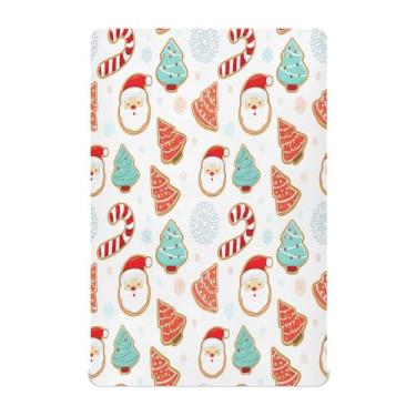 Imagem de Qilmy Lençóis de berço de Natal com estampa de biscoitos de gengibre, macio, respirável, de microfibra elástica, lençol com elástico para meninos e meninas, miniberço, 99 cm x 68,5 cm, capa de colchão
