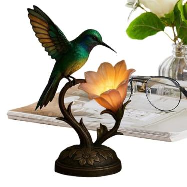 Imagem de Abajur de Flor | Iluminação LED Vintage Ambiente | Luminária de Mesa Beija-Flor,para Decoração de Casa Quarto Sala Escritório Criado-Mulher Aniversário Presente