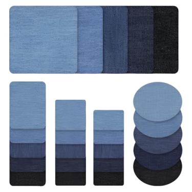 Imagem de Remendos de jeans para roupas, 25 peças de remendos de reparo de jeans para jeans, remendos de ferro para dentro da coxa, joelho e calça kit de reparo de tecido