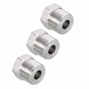 Imagem de Kozelo Pacotes de 3 buchas sextavadas de aço inoxidável 304 macho NPT para 1/10.2 cm FeMale NPT sólido 304, redutor adaptador de acessórios de mangueira para remodelação de banheiro, extensões de