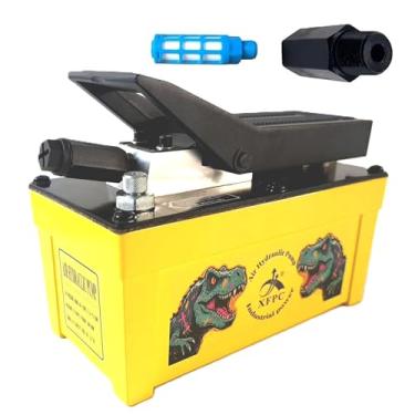 Imagem de Bomba hidráulica de ar 0,45 Gal 10.000 PSI Reservatório NPT 3/20.3 cm Saída de óleo, NPT 1/10.2 cm de entrada, bomba de pé hidráulica a ar feita de alumínio, amarelo