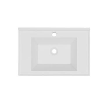 Imagem de Lavatório de Banheiro Sobrepor 60x40cm Branco Mármore Sintético – Cuba Suspensa para Gabinete