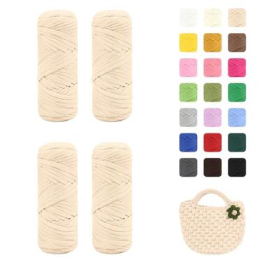 Imagem de Maxee Pacote com 4 fios de camiseta premium (200 g/75 m cada), fio de fita macia para crochê e tricô - cor intensiva e fácil de cuidar