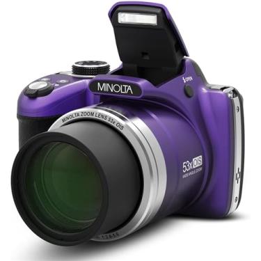Imagem de Minolta Câmera digital Pro Shot 16 Mega Pixel HD com zoom óptico de 53x, vídeo HD Full 1080p e cartão SD de 16 GB (MN53Z roxo)