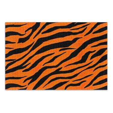 Imagem de Quebra-cabeça para adultos, 1000 peças, listra de tigre, preto, laranja, animal, floral, arte, paisagem, quebra-cabeça, presentes para jogo de elefante branco, 75 x 40 cm