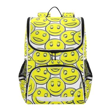 Imagem de Joisal Girls' Backpack for Kids Student Back to School Bags Kawaii Yellow Circle Smiley Faces Book Bag Elementary Teen Backpacks for Boys Capacity 18L
