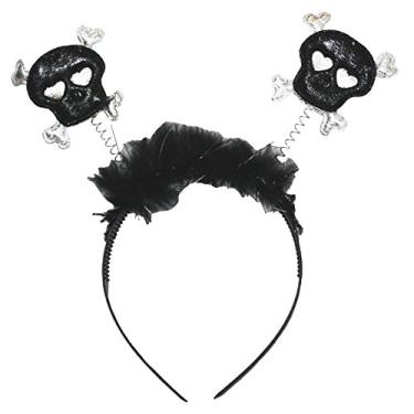 Imagem de Petitebella Acessório de fantasia infantil de Halloween com caveira dupla preta