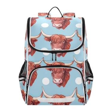 Imagem de Brown Cows Blue Girls Backpack for Kids Students Large Back to School Bag Custom Modern Book Bags for School Elementary Boys Backpacks Cartoon