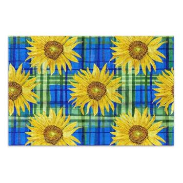 Imagem de Jigsaw 1000 quebra-cabeças para adultos arte floral animal personalizado exclusivo quebra-cabeça presentes amarelos girassóis guingão azul presentes para jogo de elefante branco, 75 x 40 centímetros