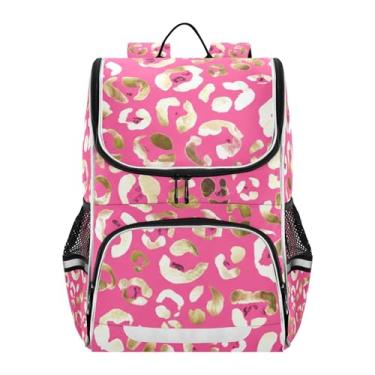 Imagem de Back to School Bag Personalized Pink Golden Leopard Spots Girls' Backpack for Kids Students Large Bookbags Elementary Kids Boys Backpacks Animal, 18L