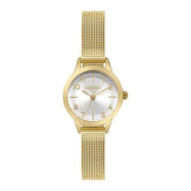 Imagem de Relógio Condor Feminino Dourado Analógico Casual Luxo Mini Clássico Tu