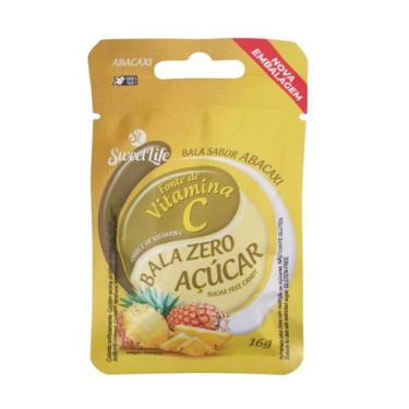 Imagem de Bala Abacaxi Com Vitamina C Zero Açúcar Vegano Sweet Life - Sachê 16g