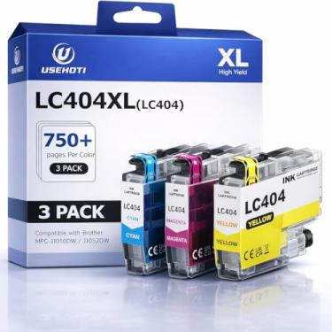 Imagem de USEHOTI Cartucho de tinta colorida LC404 LC404XL para impressoras Brother, compatível com MFC-J1205W, MFC-J1215W (1 ciano, 1 magenta, 1 amarelo, 3 unidades)