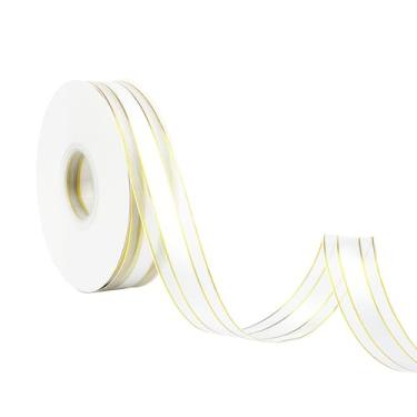 Imagem de KINGSUPER Fita de chiffon de organza transparente de 2,5 cm para embrulho de presente, decoração de festa de casamento, buquê de flores, arco de cabelo, 50 jardas/rolo (branco, 2,5 cm)