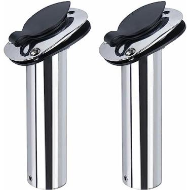 Imagem de 2x suporte de vara de pesca para barco de montagem embutida em aço inoxidável 30 graus para barco marinho