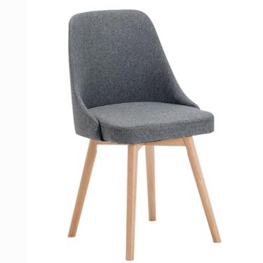 Imagem de Cadeira de jantar moderna de tecido de linho com encosto alto com pernas de madeira maciça para cozinha, sala de jantar, balcão de bar, sala de estar - estilo fazenda