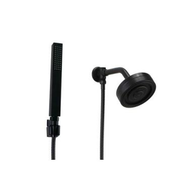 Imagem de Ducha em ABS 13 cm Preto Fosco Autolimpante com Desviador e Ducha Manu