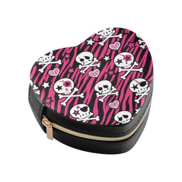 Imagem de Burbuja Y2k Caixa de joias em forma de coração de zebra mini caixa de joias de viagem para mulheres e meninas, estojo portátil organizador de armazenamento para brincos, anéis, colares e pulseiras