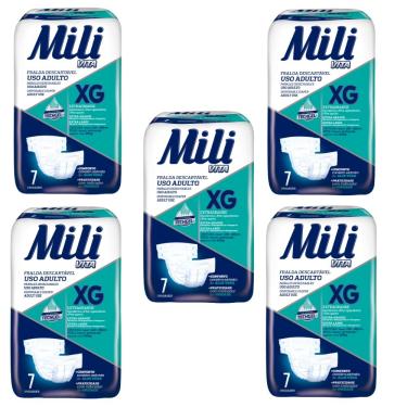 Imagem de Fralda Geriátrica  Mili Vita  Tamanho XG 5 Pacotes com 7   Total 35 fraldas