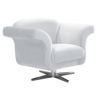 Imagem de Poltrona Decorativa Troia Suede Cinza com Base Giratória em Aço Cromad