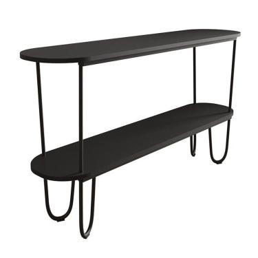 Imagem de Aparador Requinte Pés De Aço Tubolar 160 Cm Preto/preto Preto/preto