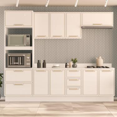 Imagem de Cozinha Modulada 5 Peças com Tampo e Rodapé Amara Politorno - Branco