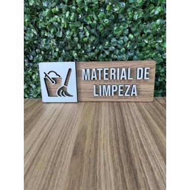 Imagem de Placa de sinalização Material de limpeza em mdf - Realaser store