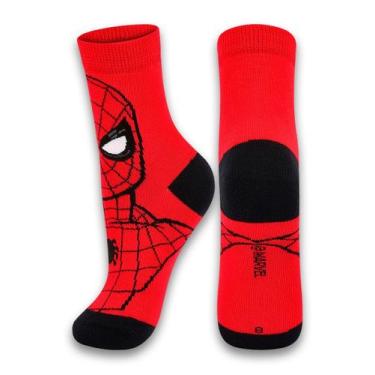 Imagem de Meia Infantil Cano Médio Homem Aranha 2445-040 - Marvel®, Vermelho, 30