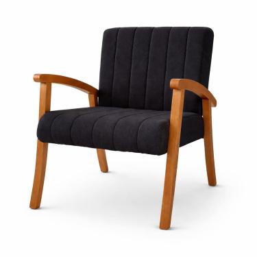 Imagem de Kit 2 Poltronas Haley Decorativa Linho Sala Estar Área Gourmet Varanda Madeira Maciça