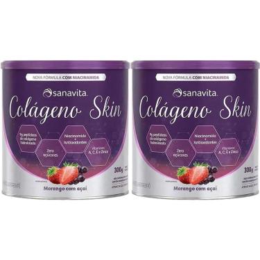 Imagem de Kit 2X Colágeno Skin - 300g Morango Com Açaí - Sanavita-Masculino
