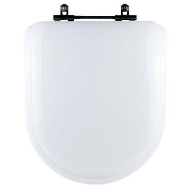 Imagem de Assento Sanitário Almofadado Carrara Branco para vaso Deca com Ferragem Preta