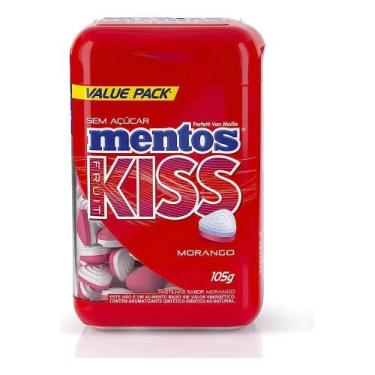Imagem de Balas Mentos Kiss Fruit Sabor Morango Sem Açúcar 105g